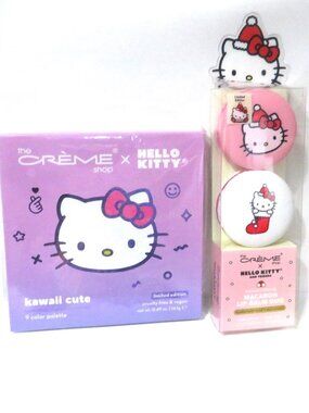 THE CREME SHOP HELLO KITTY KAWAII CUTE PALETTE & MACARON LIP BALM DUO